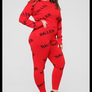 Red baller sweatsuit set